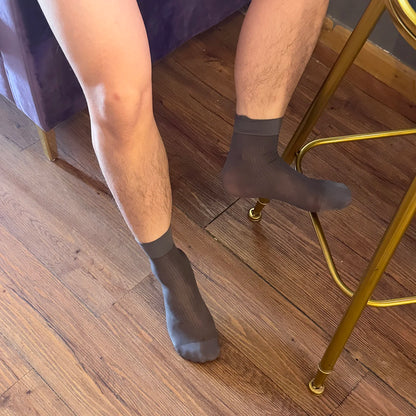 Man Socks Ultra-thin Short Stockings Men Sexy Business Tube Socks Soft Sheer Formal Ankle Man Socks See-Through