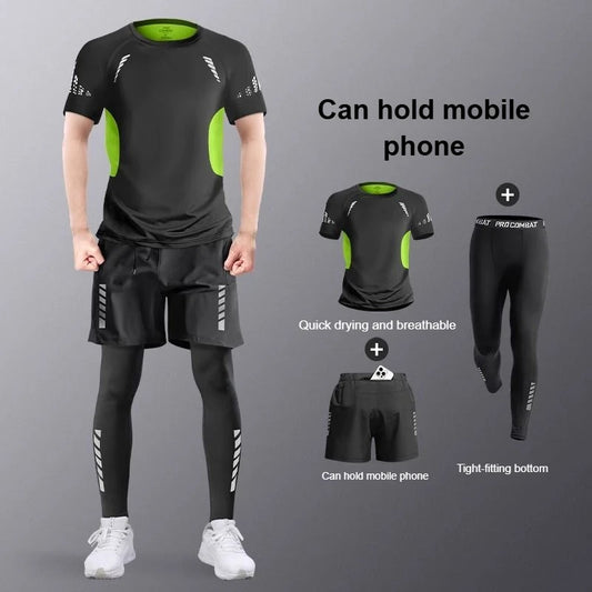 Fitness Clothes Men's Sports Suits Quick-drying Running Equipment Basketball Morning Jogging Sports Students Training Suits