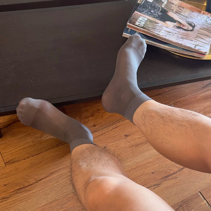 Man Socks Ultra-thin Short Stockings Men Sexy Business Tube Socks Soft Sheer Formal Ankle Man Socks See-Through